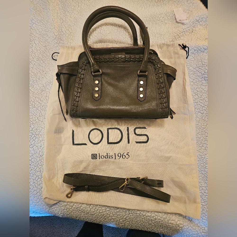 LODIS Leather Satchel With Braided Trim "Grace" - Bark